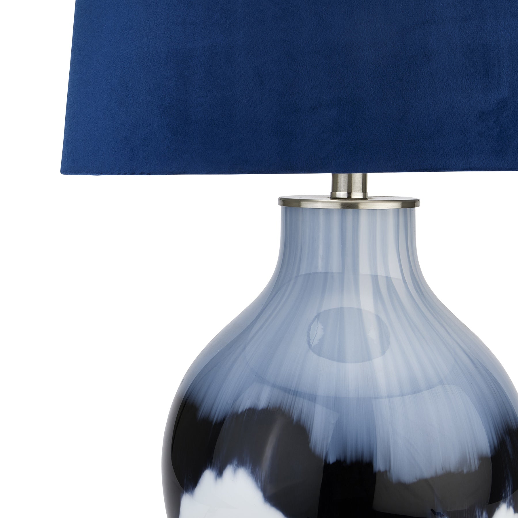 One Of A Kind Ice Shadows Table Lamp With Navy Blue Lampshade