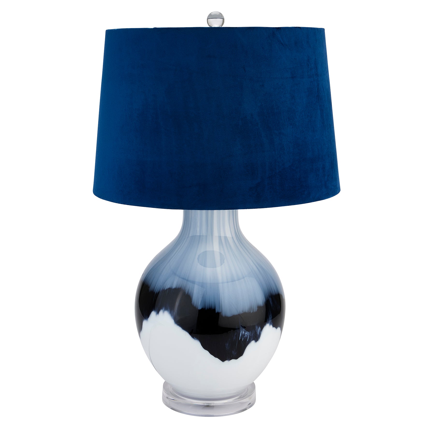 One Of A Kind Ice Shadows Table Lamp With Navy Blue Lampshade