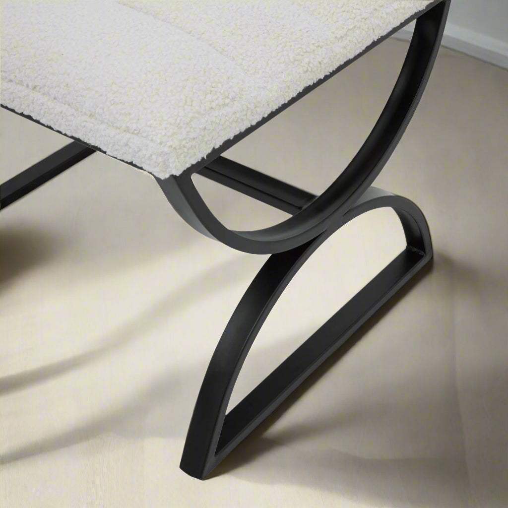 Boucle Ribbed Footstool