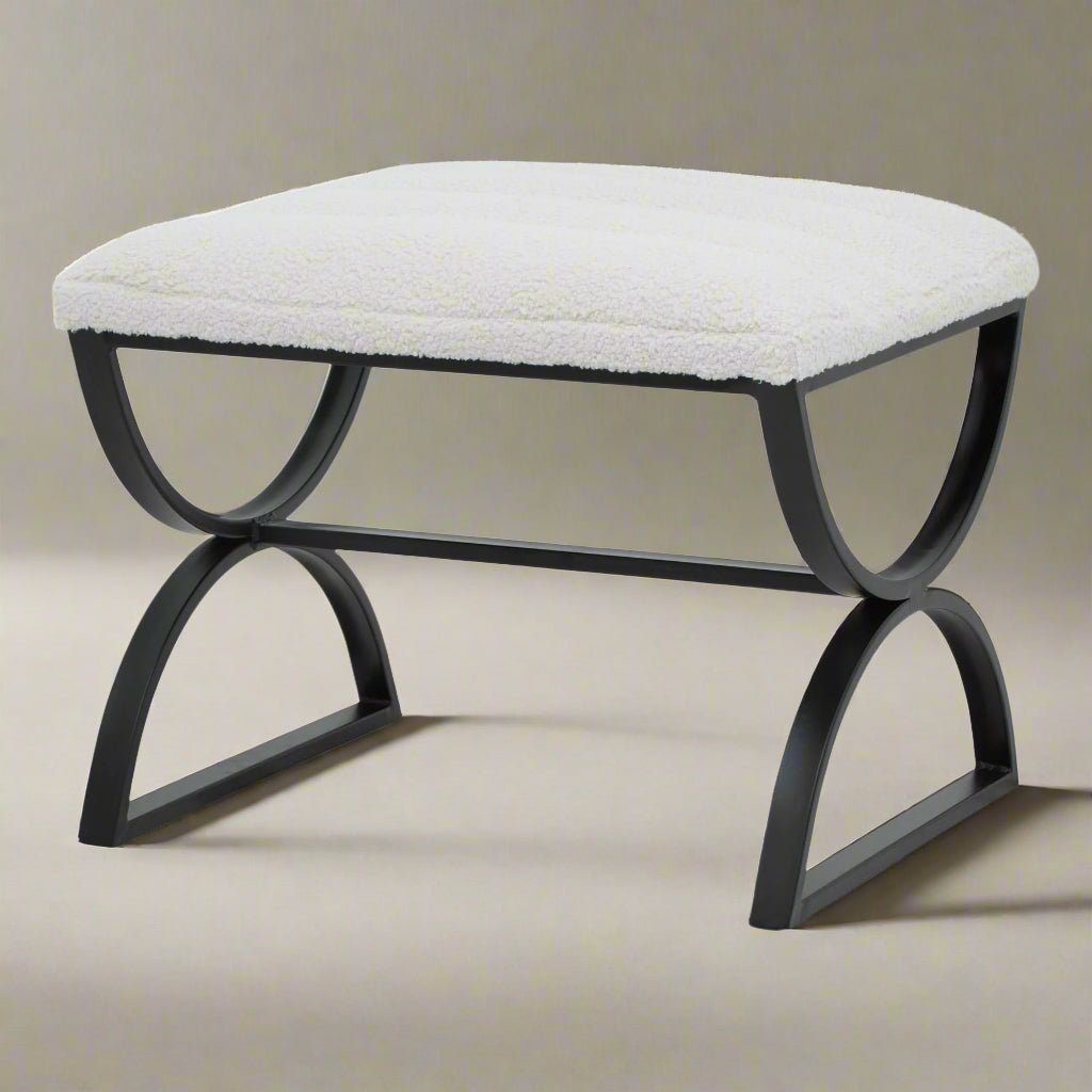 Boucle Ribbed Footstool