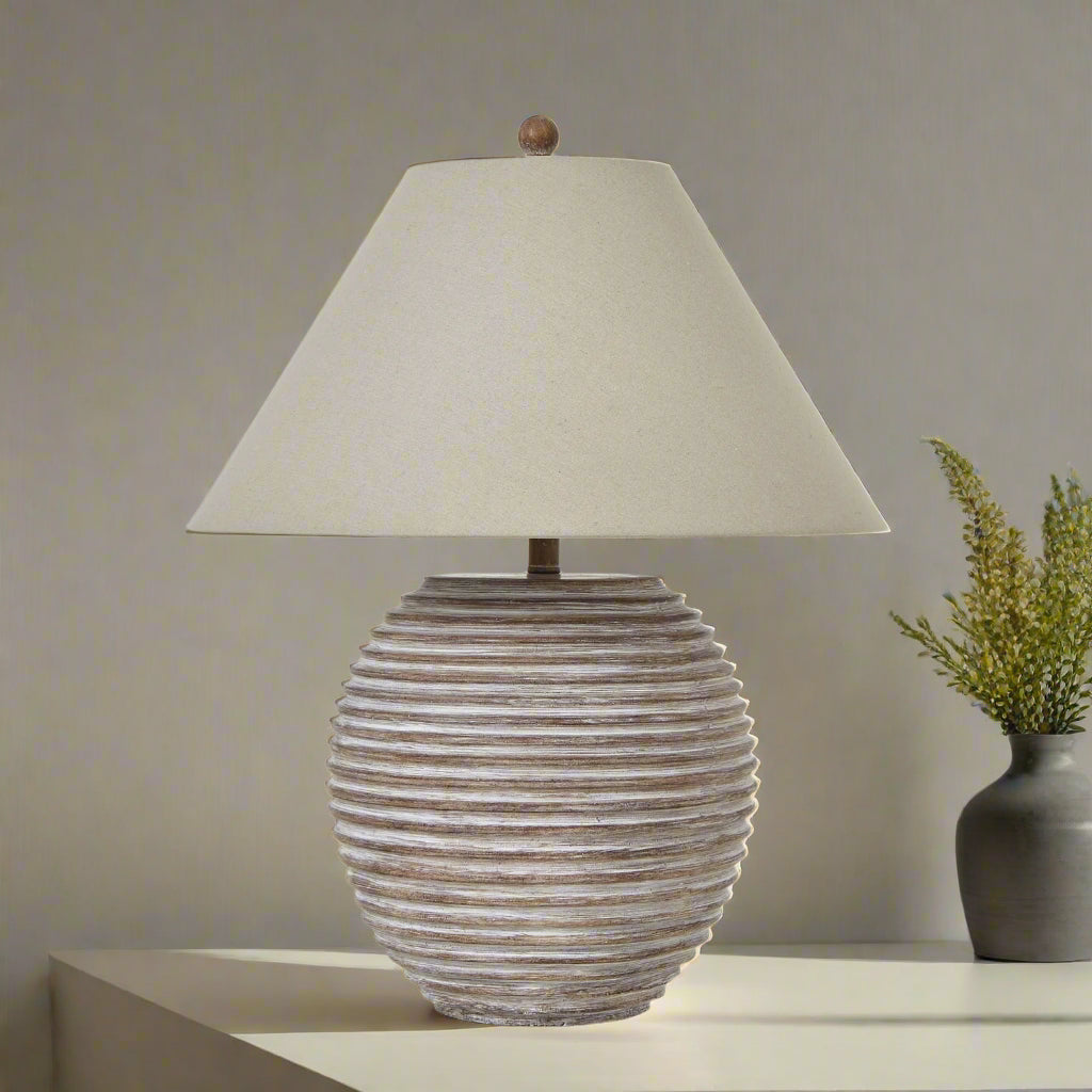 Saturn Table Lamp With Linen Shade