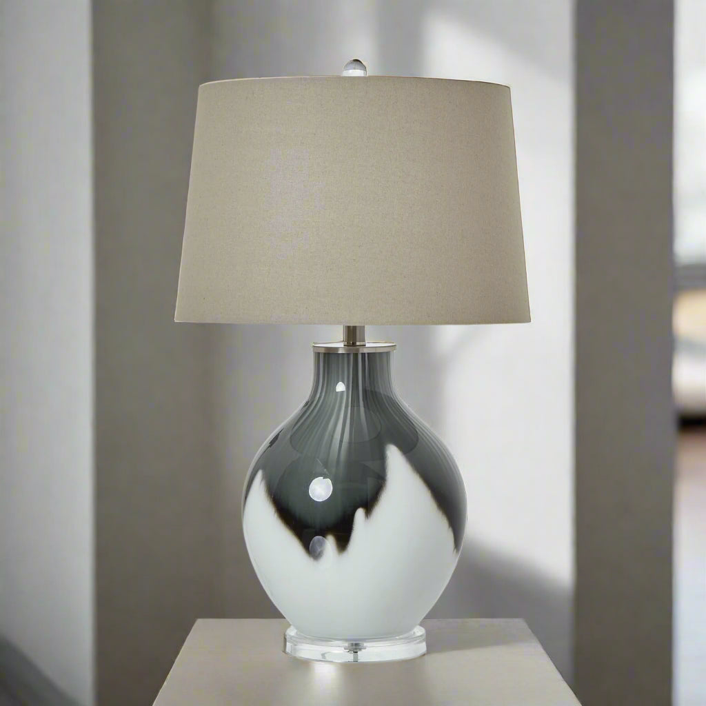 Grey Shadows Table Lamp With Linen Shade