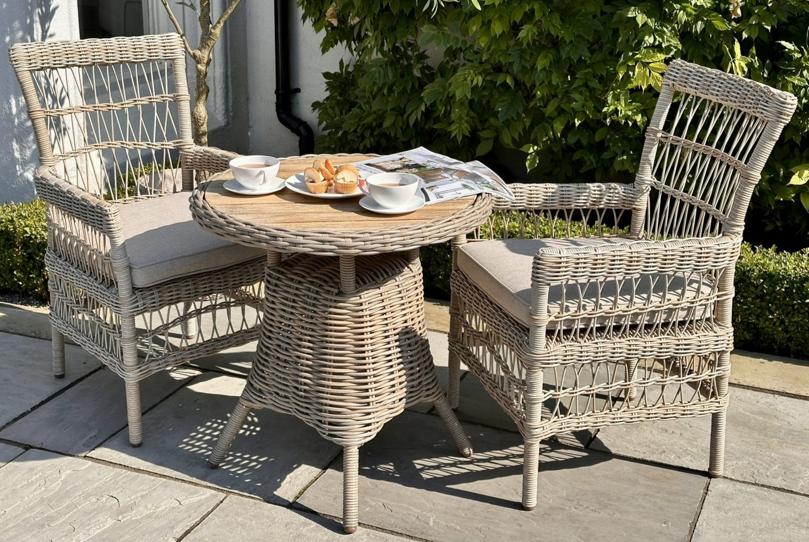 Amalfi Collection Outdoor Bistro Table With Wood Top