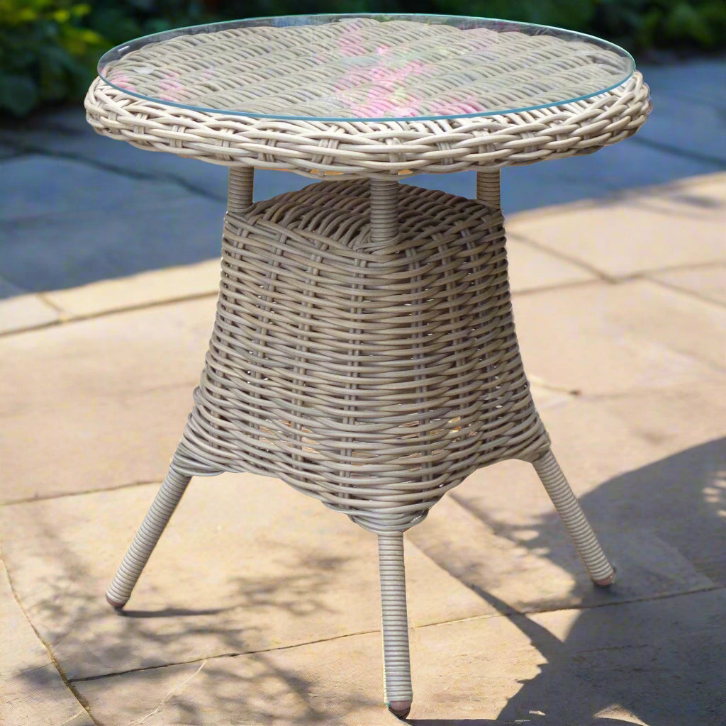 Amalfi Collection Outdoor Bistro Table With Glass Top