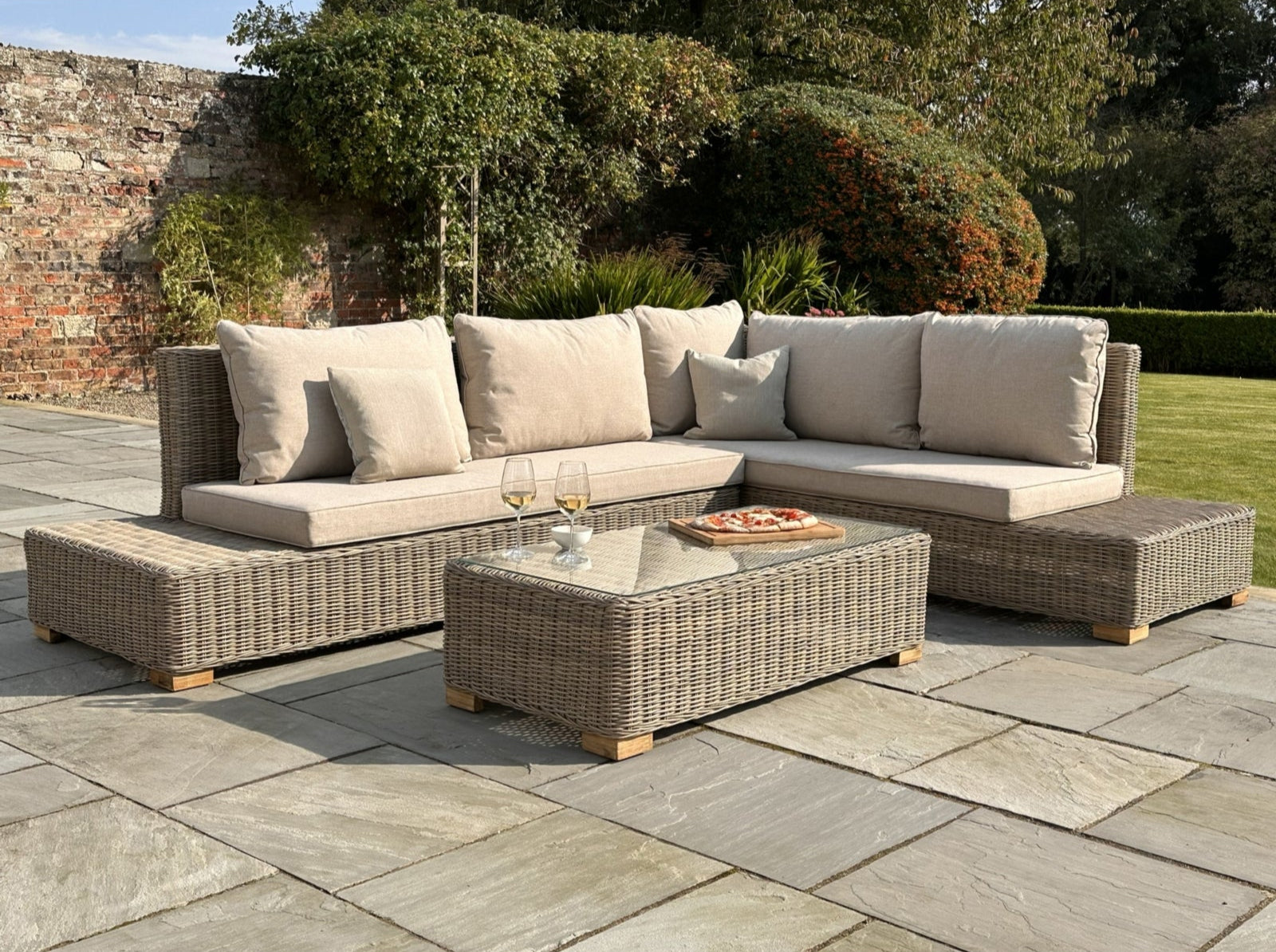 Capri Collection Outdoor Large Corner And Coffee Table Set