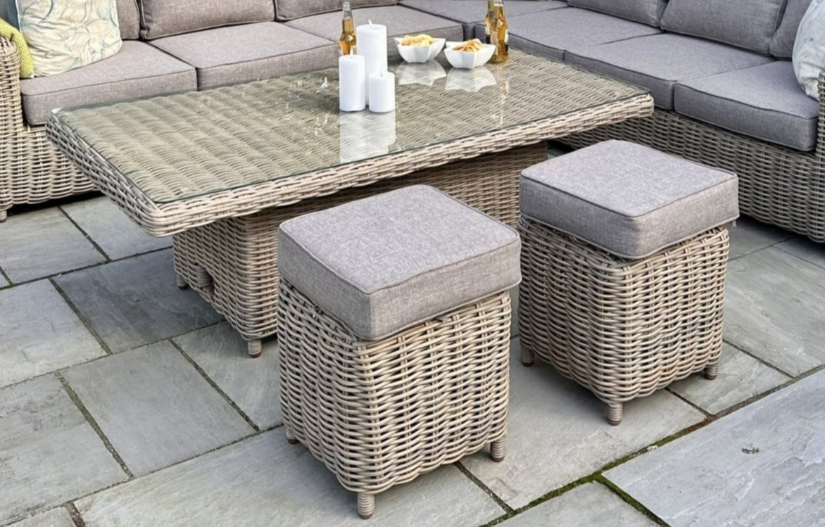 Amalfi Outdoor Large Corner Set With Riser Table + 2 Stools