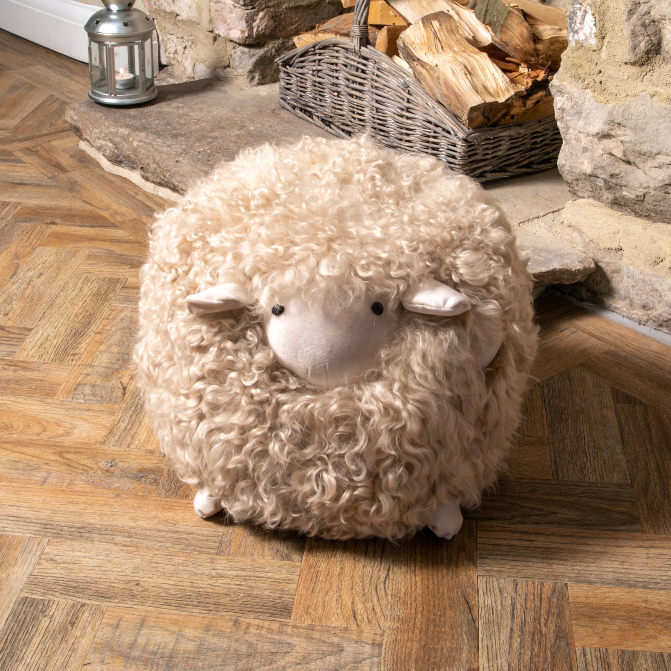Shearling Lamby Ball Foot Stool