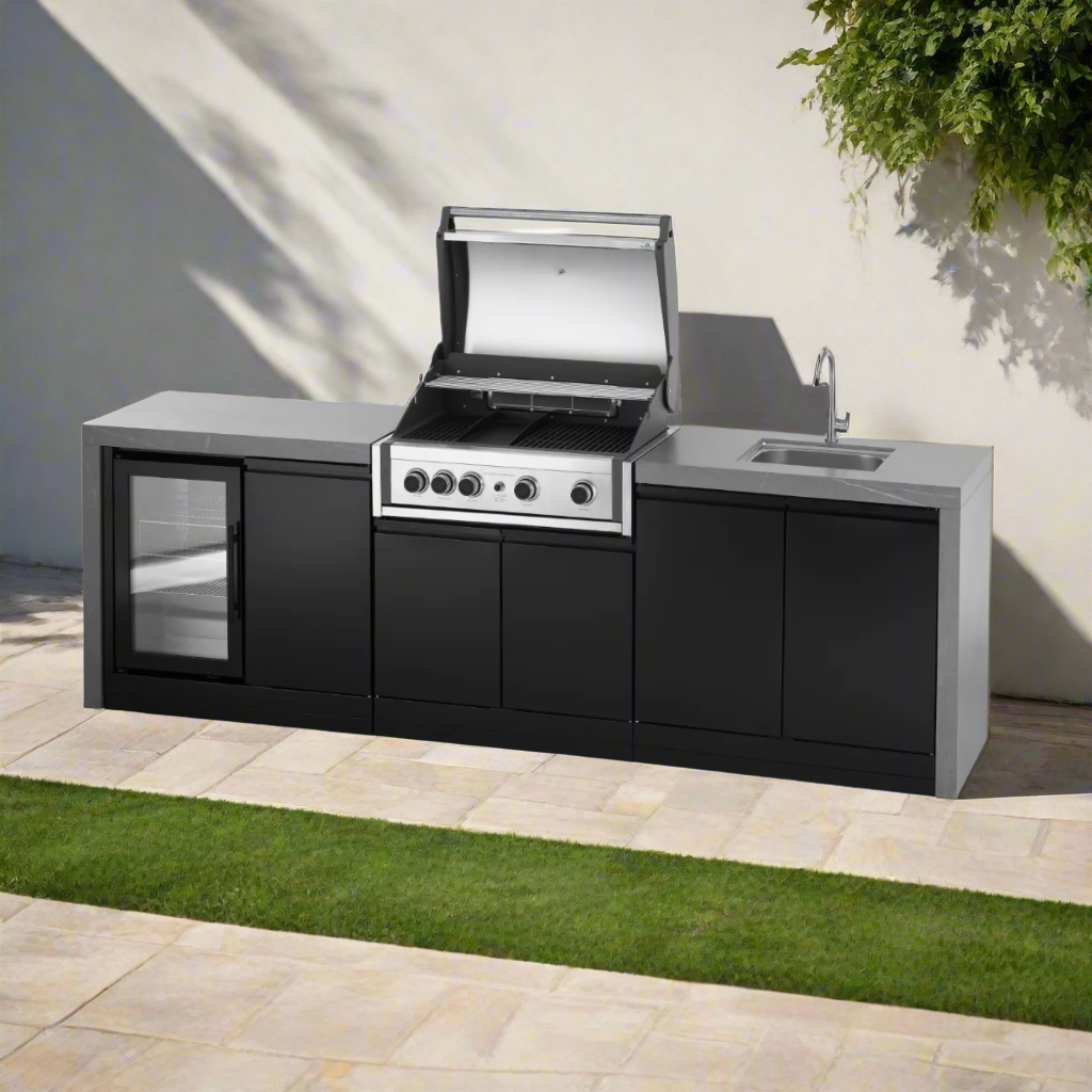 GrandPro 274cm Pro Elite Modular Outdoor Kitchen with Fridge & Sink Waterfall Edition