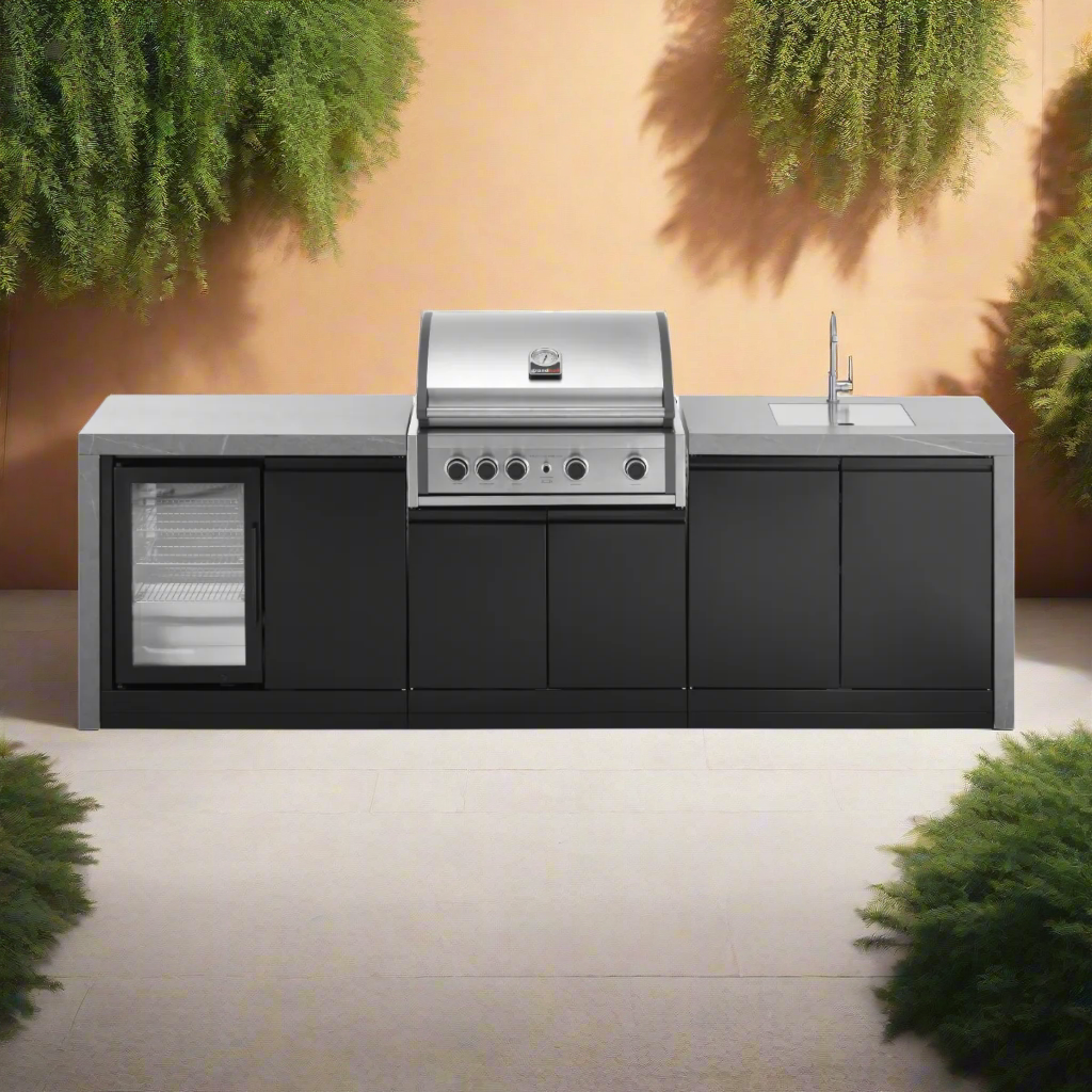 GrandPro 274cm Pro Elite Modular Outdoor Kitchen with Fridge & Sink Waterfall Edition