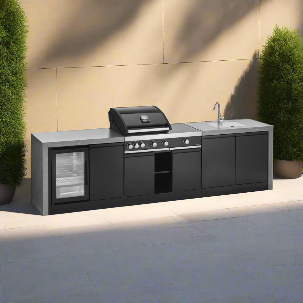 GrandPro 299cm Premium G4 Modular Outdoor Kitchen with Fridge & Sink Waterfall Edition