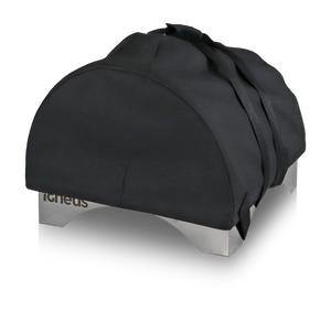 A white background shot showing the igneus pizza oven cover fixed to a Minimo Pizza Oven.