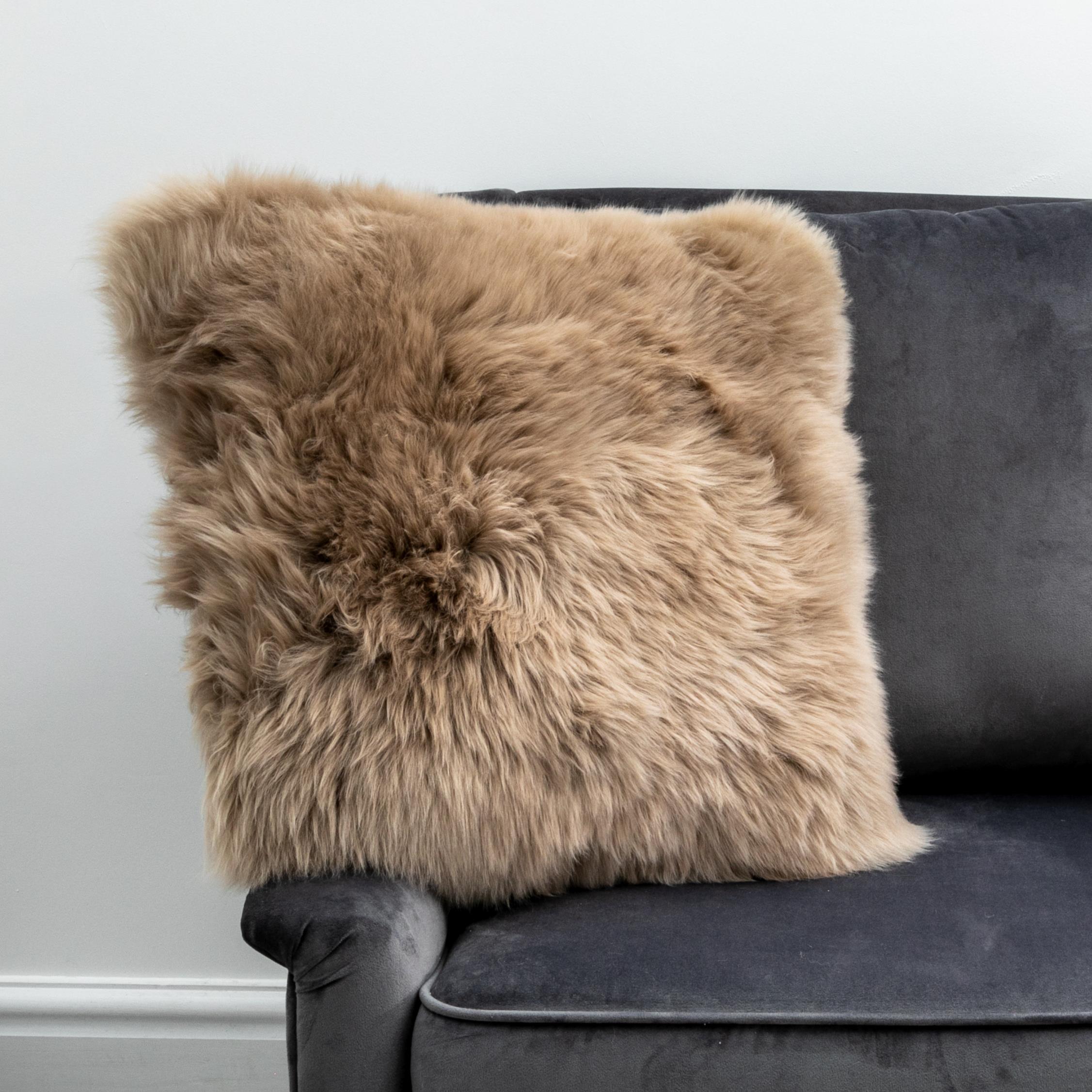 Natural New Zealand Sheepskin Long Pile Square Cushions