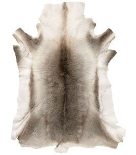 A white background image of the reindeer hide in a top down image showing the full item.