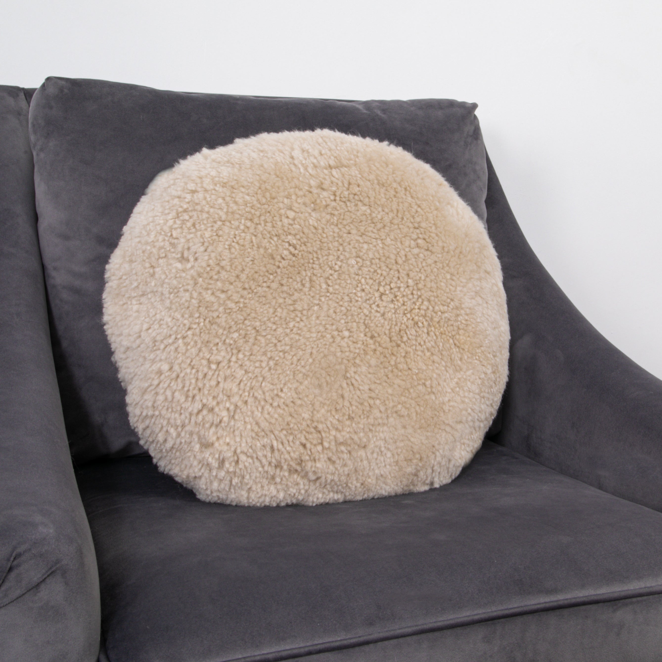 Natural New Zealand Sheepskin Short Pile Round Cushions
