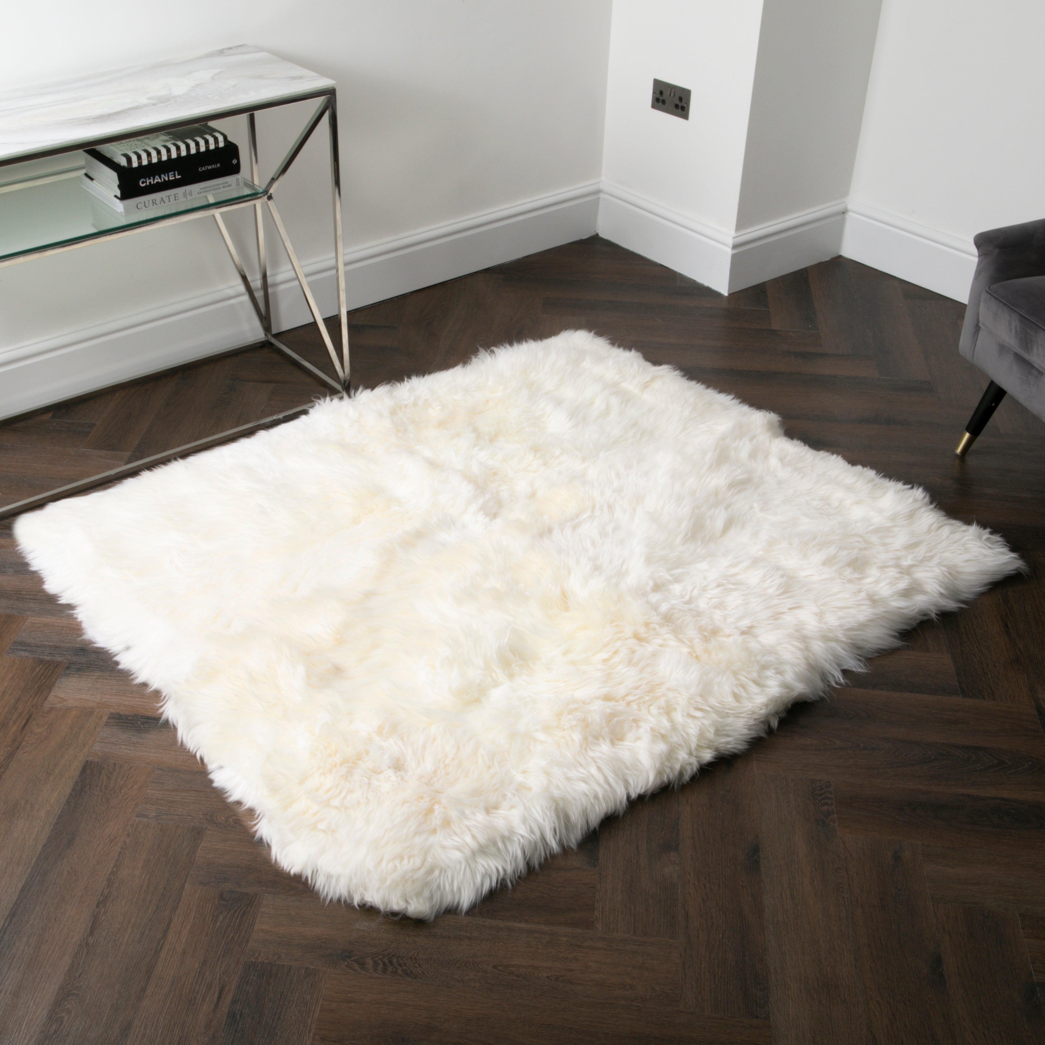 Natural New Zealand Square Sheepskin Rug