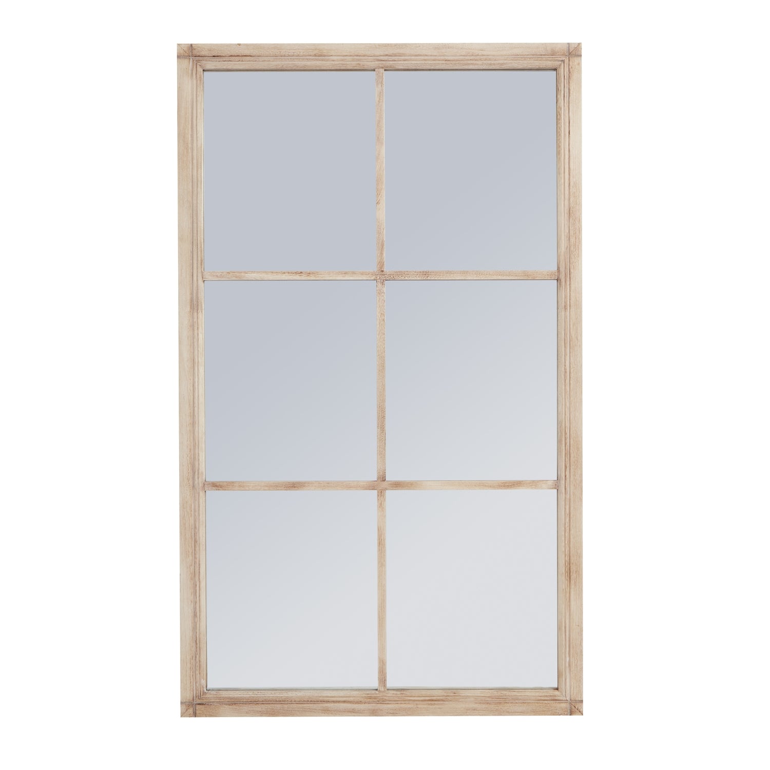 Washed Wood Large Window Mirror