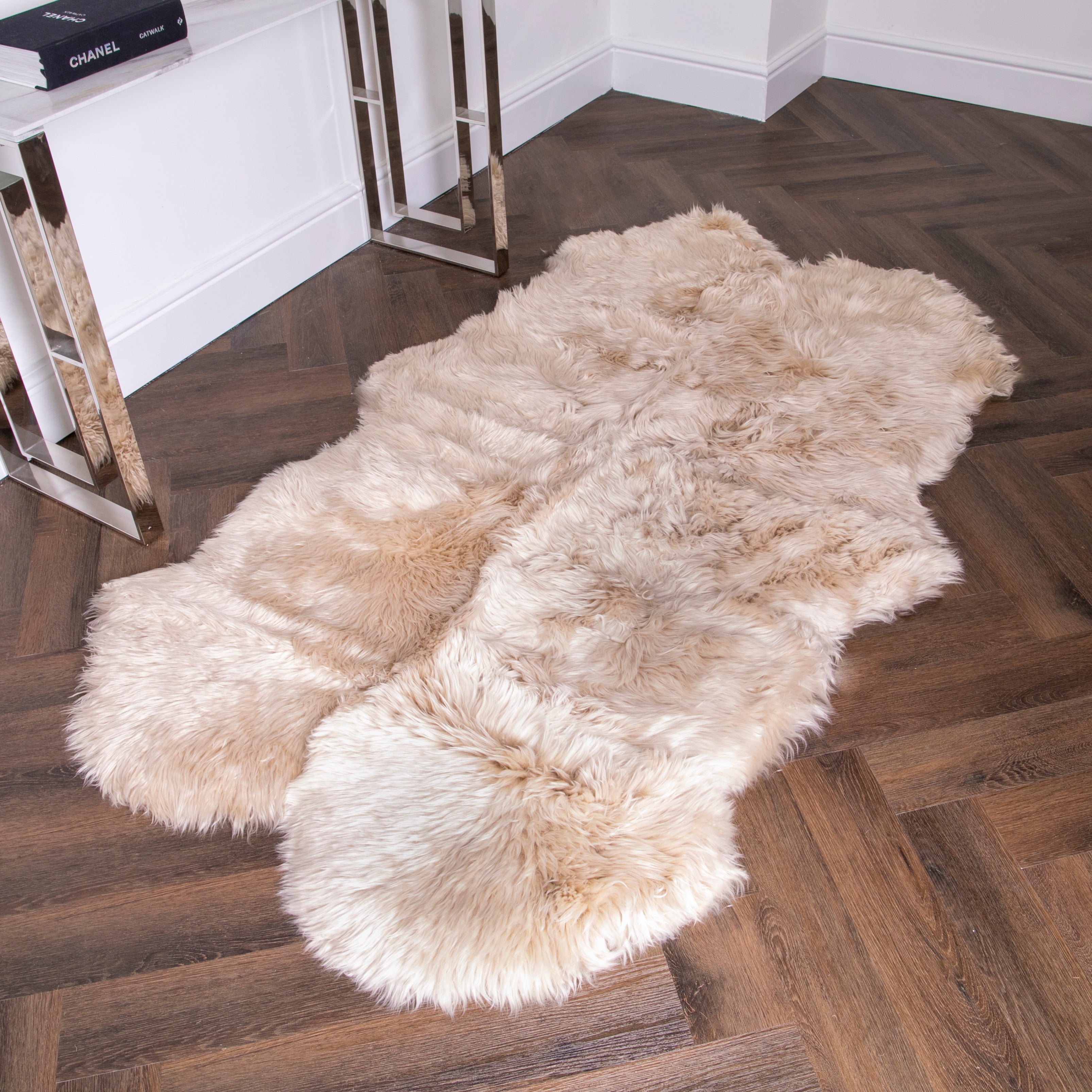 Natural New Zealand Quad Pelt Sheepskin Rug