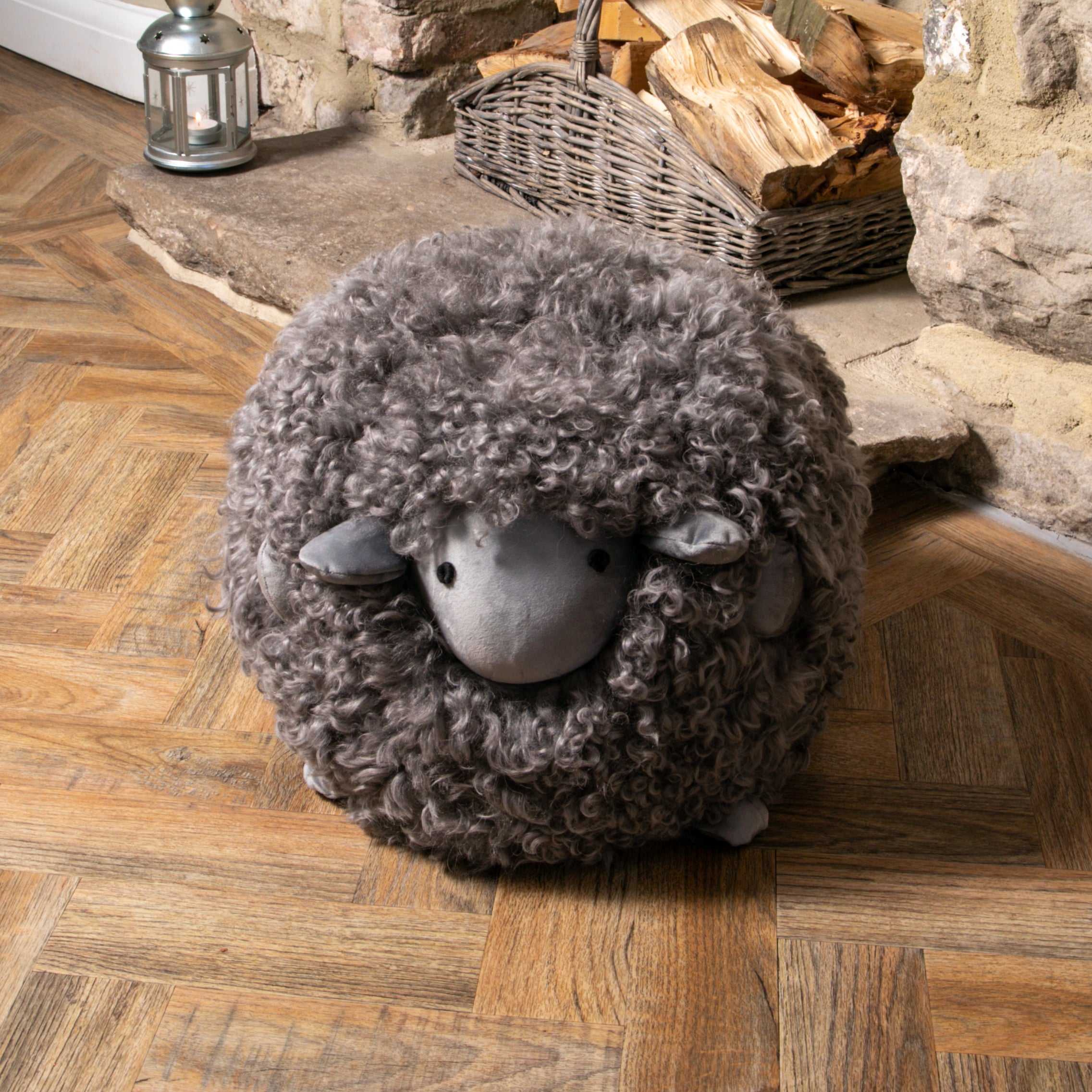 Shearling Lamby Ball Foot Stool