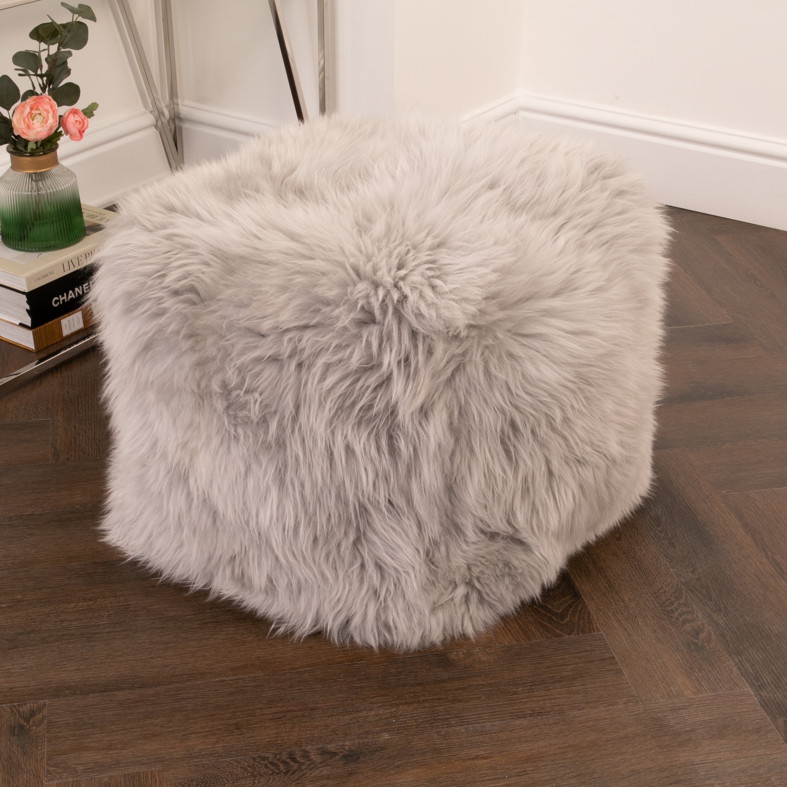 Natural New Zealand Long Pile Pouffe