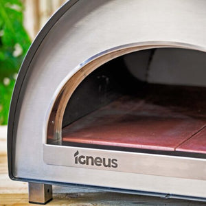 close up pizza oven shot of the fire bricks inside of a BBQ pizza oven.