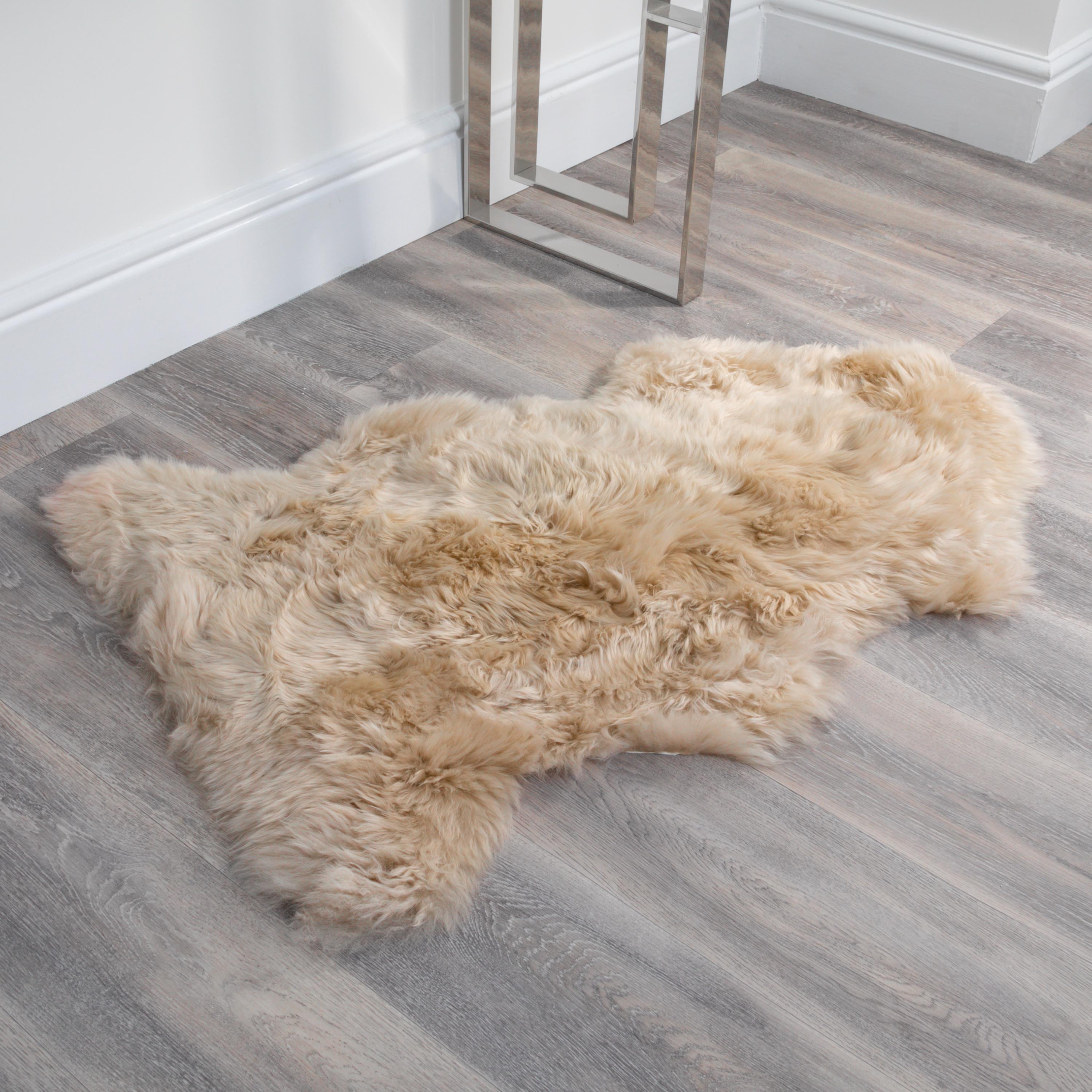 Natural New Zealand Large Long Pile Sheepskin Rug