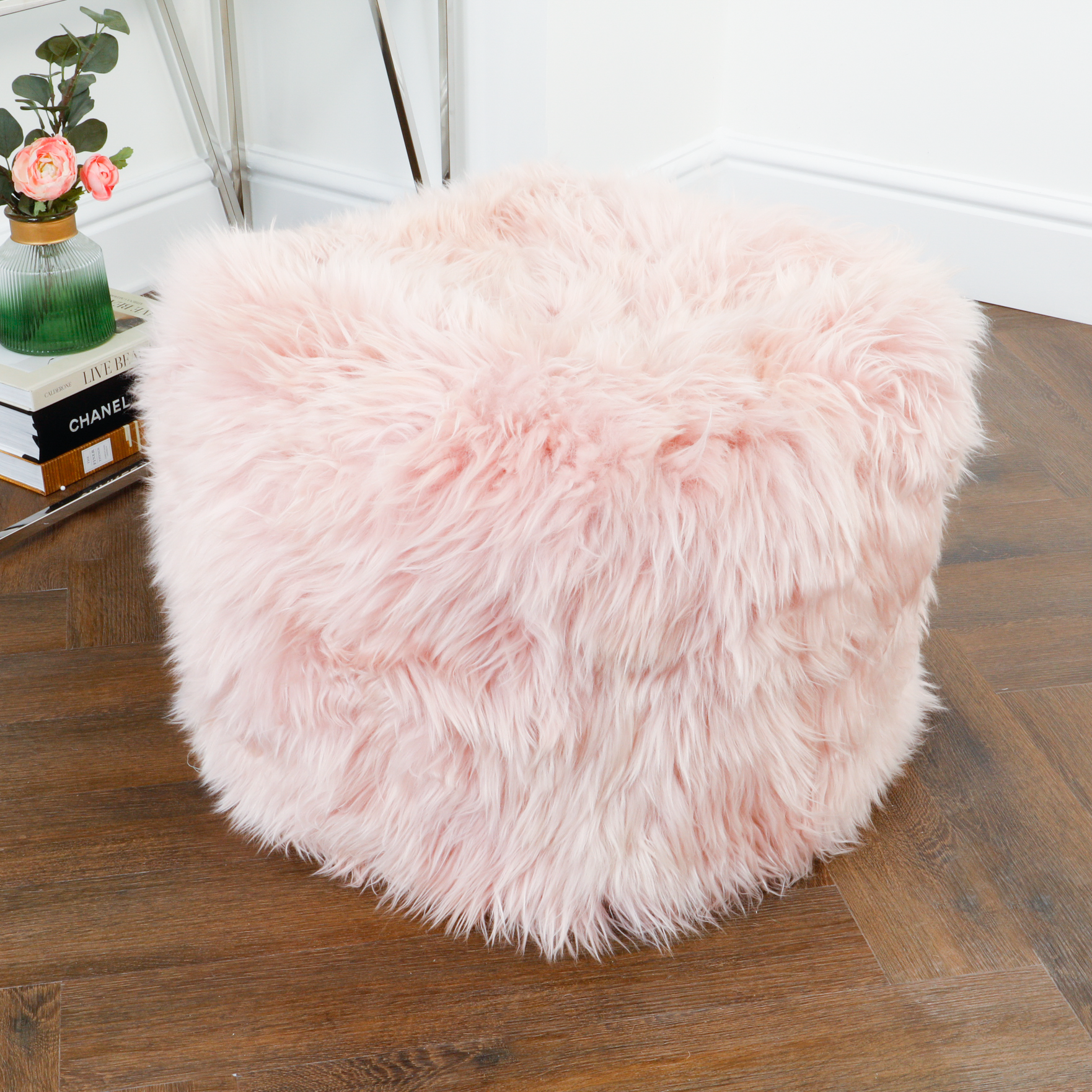 Natural New Zealand Long Pile Pouffe