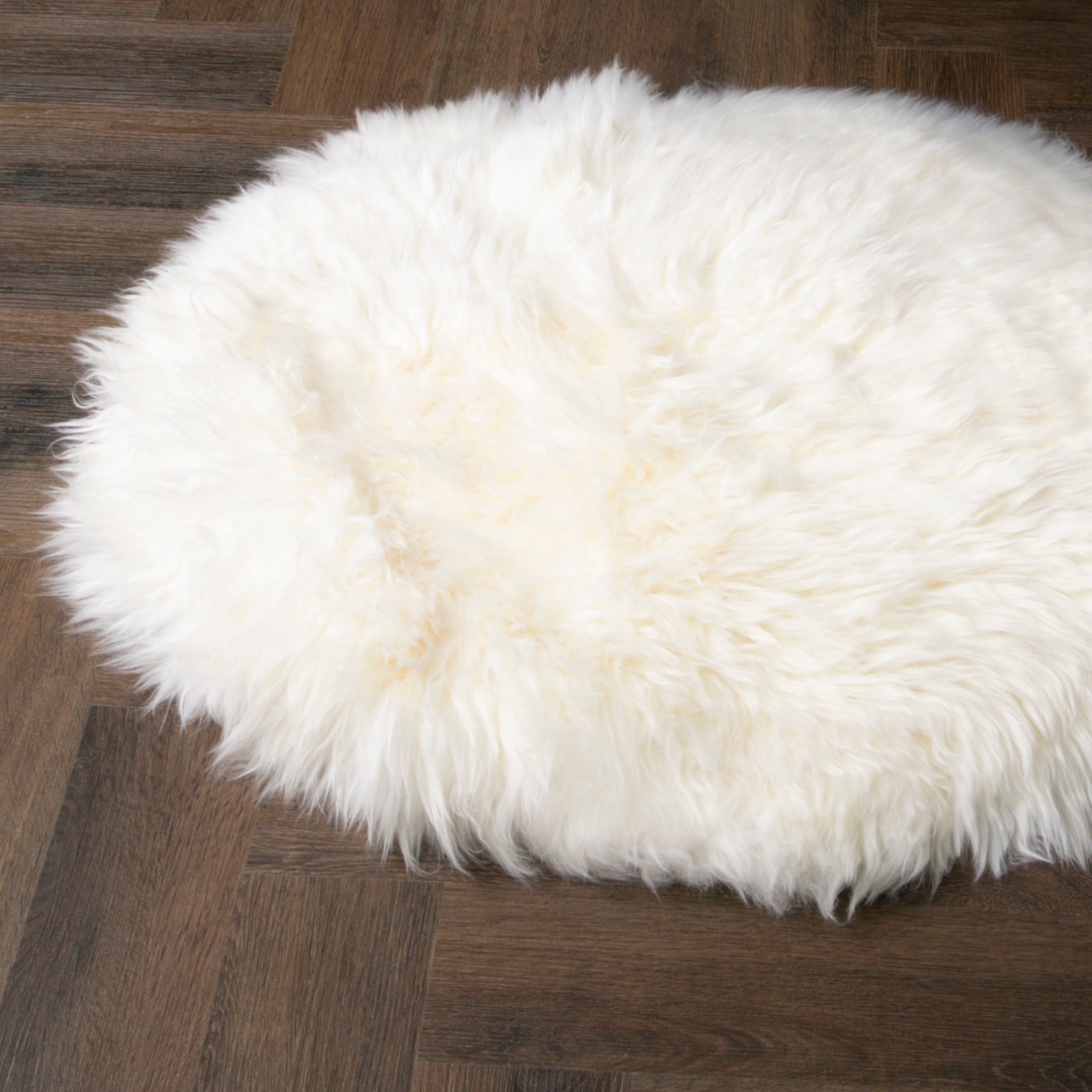 Natural New Zealand Round Long Pile Sheepskin Rug