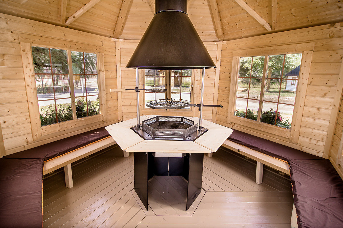 A luxury grill inside one of the 8 corner BBQ Huts.