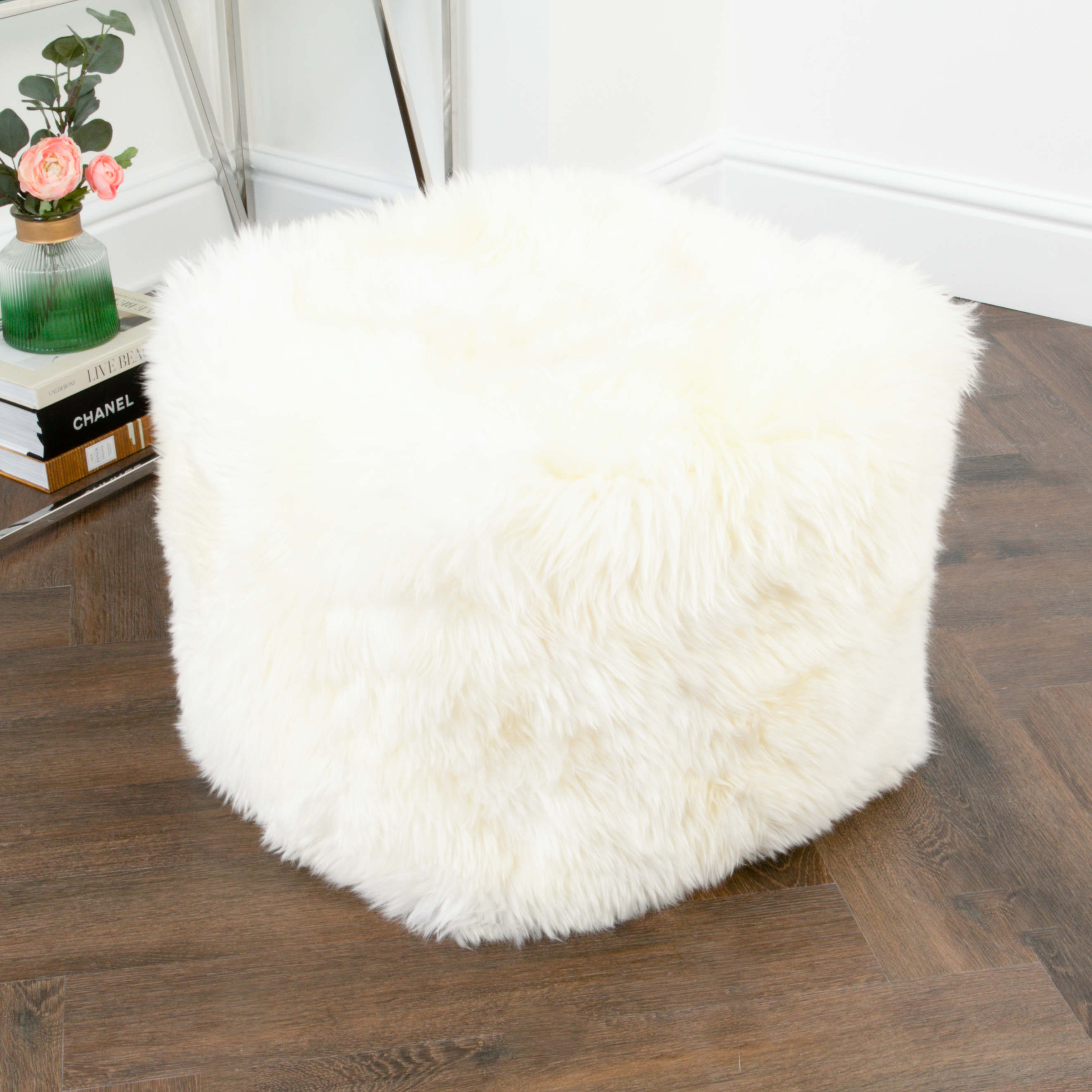 Natural New Zealand Long Pile Pouffe